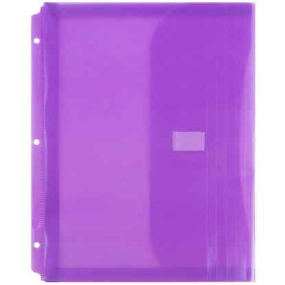 Picture of JAM Paper Plastic Binder Envelopes With Hook-And-Loop Fastener, 8 5/8in x 11 1/2in, Lilac, Pack Of 12