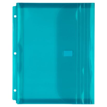 Picture of JAM Paper Plastic Binder Envelopes With Hook-And-Loop Fastener, 8 5/8in x 11 1/2in, Teal, Pack Of 12