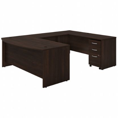 Picture of Bush Business Furniture Studio C 72inW U-Shaped Corner Desk With Mobile File Cabinet, Black Walnut, Standard Delivery