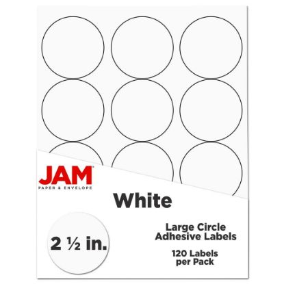 Picture of JAM Paper Circle Label Sticker Seals, 2 1/2in, White, Pack Of 120