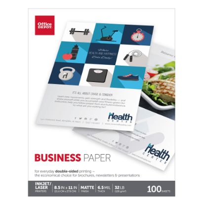 Picture of Office Depot Brand Business Paper, Matte, Letter Size, White, Pack Of 100 Sheets