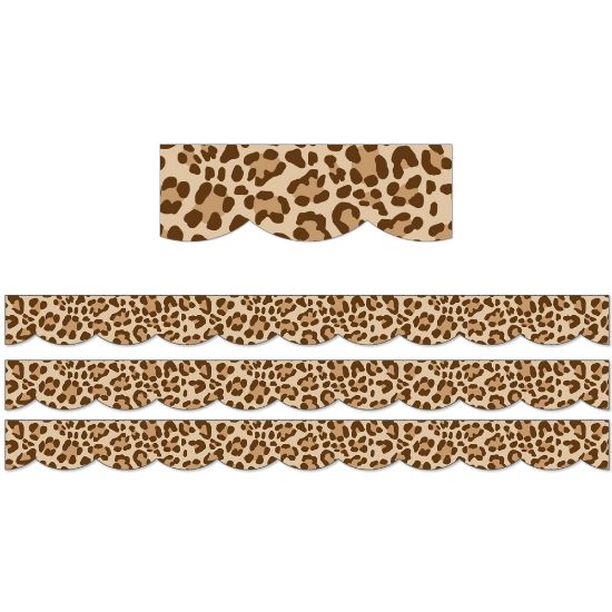 Picture of Carson Dellosa Education Scalloped Border, Schoolgirl Style Simply Safari Leopard, 39ft Per Pack, Set Of 3 Packs