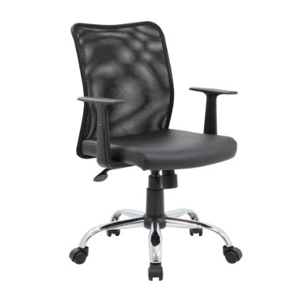 Picture of Boss Office Products Budget Vinyl Mid-Back Task Chair, With Arms, Black