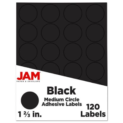 Picture of JAM Paper Circle Labels, 1 2/3in, Black, Pack of 120 Labels