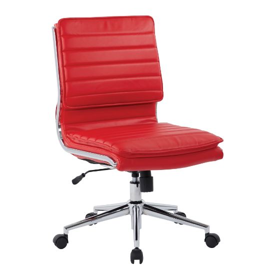 Picture of Office Star Pro-Line II SPX Armless Bonded Leather Mid-Back Chair, Red/Chrome