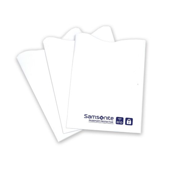 Picture of Samsonite RFID Sleeves, 3 7/16inH x 2 7/16inW x 1/16inD, White, Pack Of 3