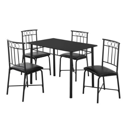 Picture of Monarch Specialties Metal 5-Piece Dining Set, Rectangle, Black