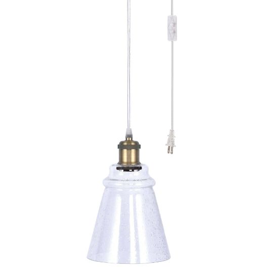 Picture of LumiSource Taurus Contemporary Pendant Ceiling Lamp, 7-1/2inW, Clear Shade/Gold Base