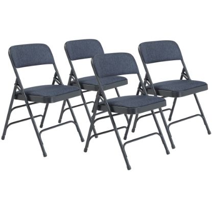 Picture of National Public Seating 2300 Series Deluxe Fabric-Upholstered Triple-Brace Premium Folding Chairs, Imperial Blue, Pack Of 4 Chairs