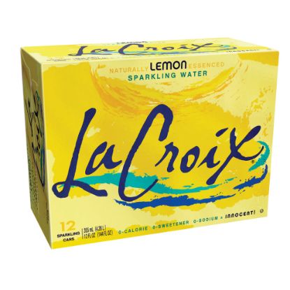 Picture of LaCroix Core Sparkling Water with Natural Lemon Flavor, 12 Oz, Case of 12 Cans