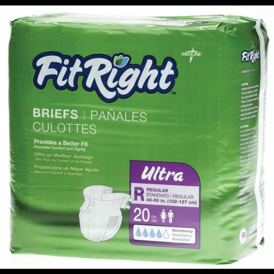 Picture of FitRight Ultra Briefs, Regular, 40 - 50in, Purple, Bag Of 20