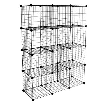 Picture of Mount-It! Work-It 12-Cube Wire Modular Storage Organizer, 14inH x 14inW x 14inD, Black