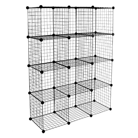 Picture of Mount-It! Work-It 12-Cube Wire Modular Storage Organizer, 14inH x 14inW x 14inD, Black