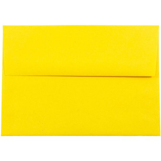 Picture of JAM Paper Booklet Invitation Envelopes, A7, Gummed Seal, 30% Recycled, Yellow, Pack Of 25