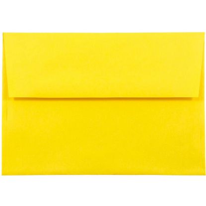 Picture of JAM Paper Booklet Invitation Envelopes, A8, Gummed Seal, 30% Recycled, Yellow, Pack Of 25