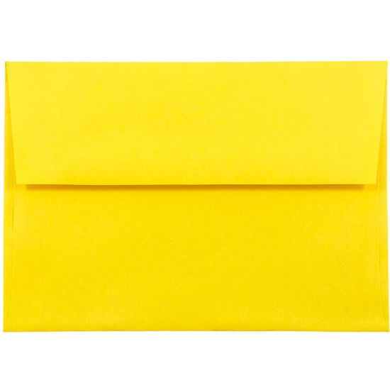 Picture of JAM Paper Booklet Invitation Envelopes, A8, Gummed Seal, 30% Recycled, Yellow, Pack Of 25