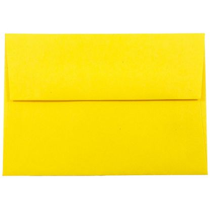 Picture of JAM Paper Booklet Envelopes, #4 Bar (A1), Gummed Seal, 30% Recycled, Yellow, Pack Of 25