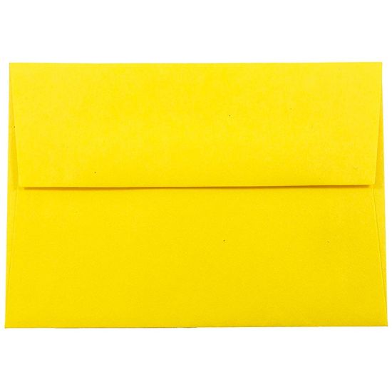 Picture of JAM Paper Booklet Envelopes, #4 Bar (A1), Gummed Seal, 30% Recycled, Yellow, Pack Of 25