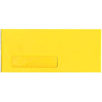 Picture of JAM Paper #10 Single-Window Booklet Envelopes, Bottom Left Window, Gummed Seal, 30% Recycled, Brite Hue Yellow, Pack Of 25