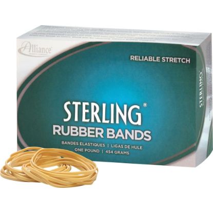 Picture of Alliance Rubber 24645 Sterling Rubber Bands, Size #64, 2 1/2in x 1/4in, Natural Crepe, Approximately 425 Bands