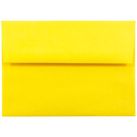 Picture of JAM Paper Booklet Invitation Envelopes, A6, Gummed Seal, 30% Recycled, Yellow, Pack Of 25