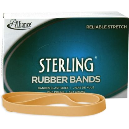 Picture of Alliance Rubber 25075 Sterling Rubber Bands, Size #107, 7in x 5/8in, Natural Crepe, Approximately 50 Bands