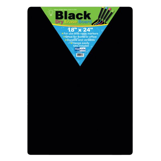 Picture of Flipside Non-Magnetic Unframed Dry-Erase Whiteboards, 18in x 24in x 1/16in, Black, Pack Of 2