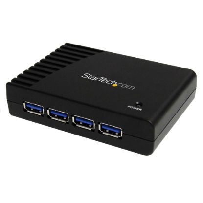 Picture of StarTech.com 4 Port Black SuperSpeed USB 3.0 Hub - Add four external SuperSpeed USB 3.0 ports to your laptop Ultrabook or desktop from a single USB 3.0 connection - Works with virtually any USB 3.0 equipped computer - Ideal for Ultrabook & MacBook users