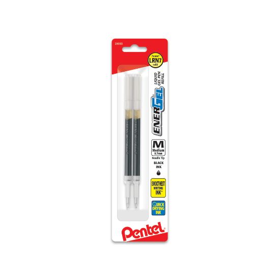 Picture of Pentel EnerGel Liquid Gel Pen Refills, Needle Point, 0.7 mm, Black Ink, Pack Of 2