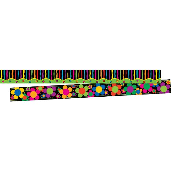 Picture of Barker Creek Double-Sided Borders, 3in x 35in, Neon, 12 Strips Per Pack, Set Of 2 Packs