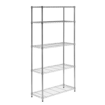 Picture of Honey-can-do SHF-01443 Urban Shelving 5-Tier Adjustable Storage Shelving Unit, Chrome - 5 Tier(s) - 72in Height x 14in Width36in Length - Floor - Durable, Adjustable Shelf, Rust Resistant - Steel