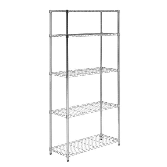 Picture of Honey-can-do SHF-01443 Urban Shelving 5-Tier Adjustable Storage Shelving Unit, Chrome - 5 Tier(s) - 72in Height x 14in Width36in Length - Floor - Durable, Adjustable Shelf, Rust Resistant - Steel