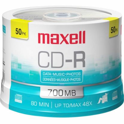 Picture of Maxell CD-R Media Spindle, 700MB/80 Minutes, Pack Of 50