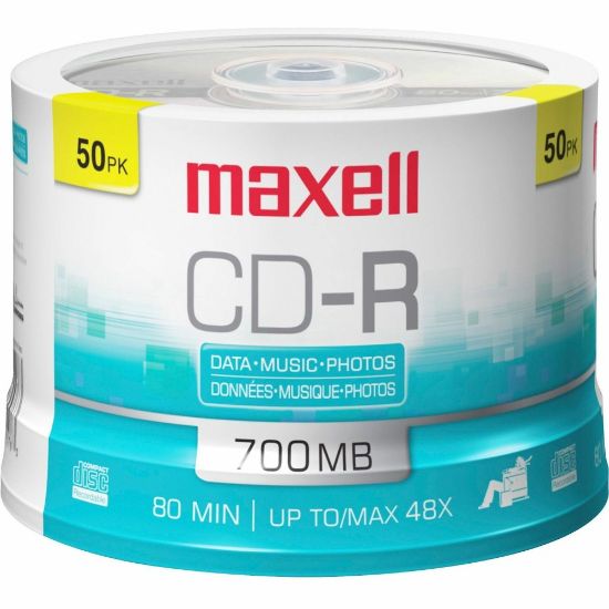 Picture of Maxell CD-R Media Spindle, 700MB/80 Minutes, Pack Of 50