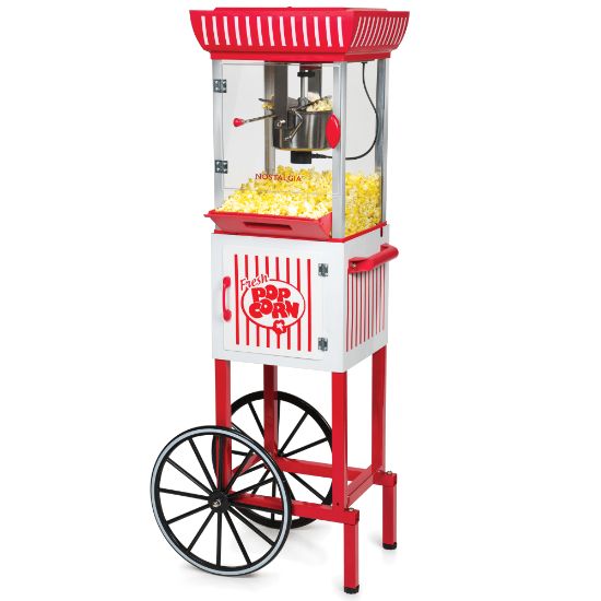 Picture of Nostalgia Electrics 10-Cup Popcorn Cart, Red/White