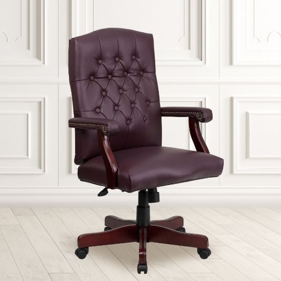 Picture of Flash Furniture Martha Washington LeatherSoft Faux Leather High-Back Swivel Office Chair, Burgundy