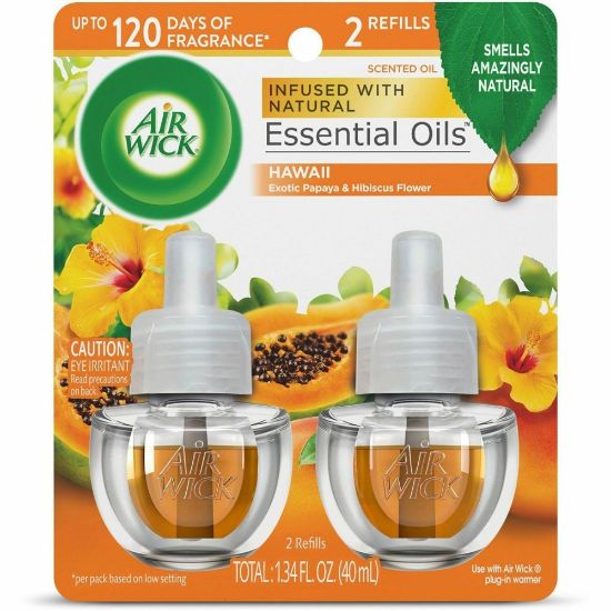 Picture of Air Wick Papaya Scented Oil - Oil - 0.7 fl oz (0 quart) - Hawaii Exotic Papaya, Hibiscus Flower - 60 Day - 2 / Pack