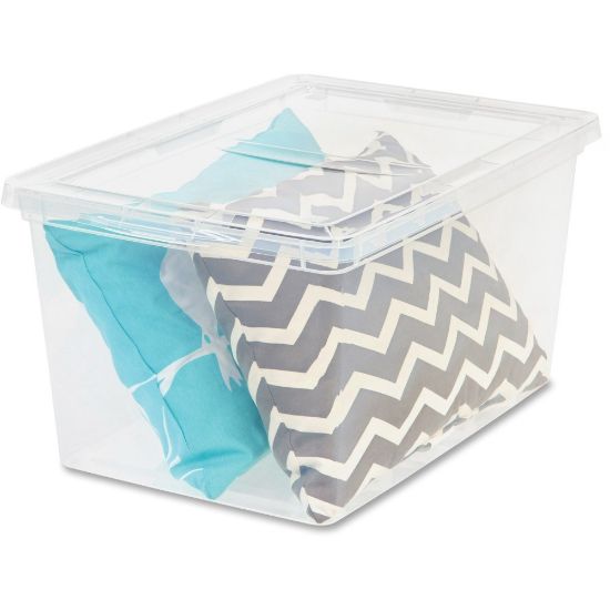 Picture of IRIS Deep Modular Snap-tight Lid Clear Box - External Dimensions: 24in Length x 16.3in Width x 14in Height - 17 gal - Stackable - Clear - For Blanket, Comforter - 6 / Carton