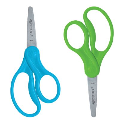 Picture of Westcott Hard Handle Kids Value Scissors, 5in, Pointed, Assorted Colors, Pack Of 2