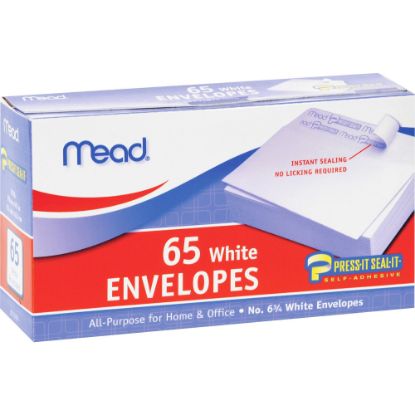 Picture of Mead No. 6-3/4 All-purpose White Envelopes - Business - #6 3/4 - 3 5/8in Width x 6 1/2in Length - Self-sealing - 65 / Box - White