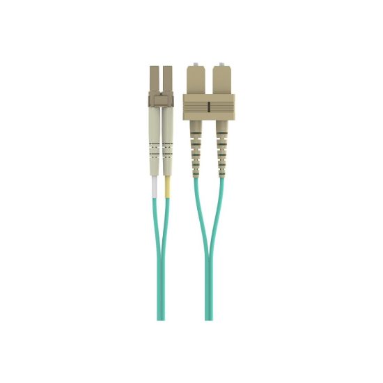 Picture of Belkin 5M Fiber Optic Cable: 10Gb Aqua Multimode LC/SC Duplex, 50/125 OM3 - Patch cable - LC multi-mode (M) to SC multi-mode (M) - 5 m - fiber optic - duplex - 50 / 125 micron - aqua