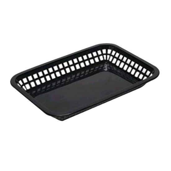 Picture of Tablecraft Rectangular Plastic Fast Food Serving Baskets, 1-1/2inH x 8-1/2inW x 11-3/4inD, Black, Pack Of 12 Baskets