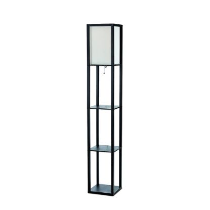 Picture of Simple Designs Etagere Organizer Floor Lamp, 62 1/2inH, White Shade/Black Base