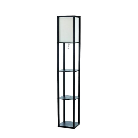 Picture of Simple Designs Etagere Organizer Floor Lamp, 62 1/2inH, White Shade/Black Base