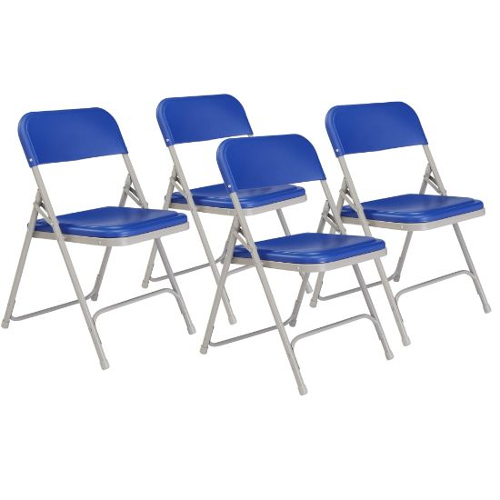 Picture of National Public Seating Lightweight Plastic Folding Chairs, Blue/Gray, Set Of 4 Chairs