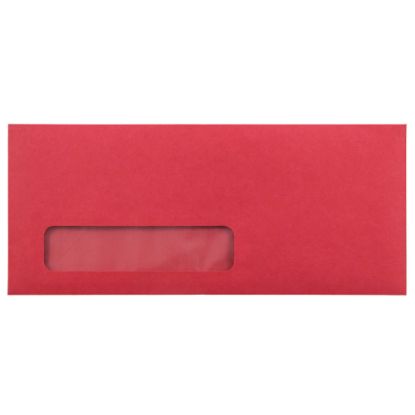 Picture of JAM Paper Single-Window 4 1/8in x 9 1/2in Booklet Envelopes, Gummed Closure Red, Pack Of 25