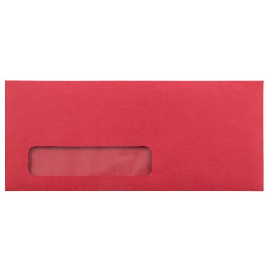 Picture of JAM Paper Single-Window 4 1/8in x 9 1/2in Booklet Envelopes, Gummed Closure Red, Pack Of 25