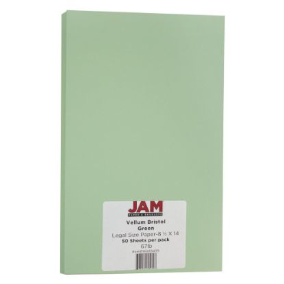 Picture of JAM Paper Card Stock, Vellum Bristol Green, Legal (8.5in x 14in), 67 Lb, Pack Of 50