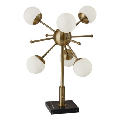 Picture of Adesso Doppler LED Table Lamp, 23inH, White Opal Shades/Antique-Brass And Black Marble Base