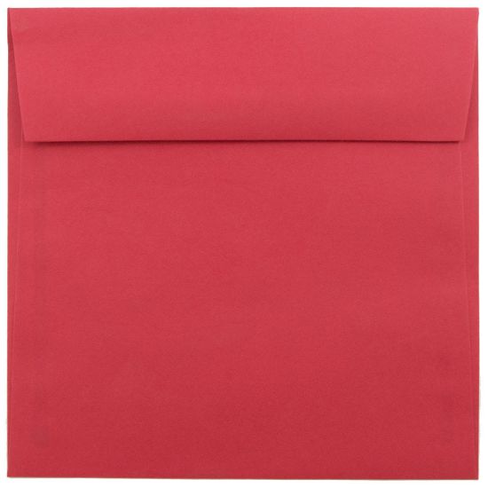 Picture of JAM Paper Color Square Invitation Envelopes, 6 1/2in x 6 1/2in, Gummed Seal, 30% Recycled, Red, Pack Of 25